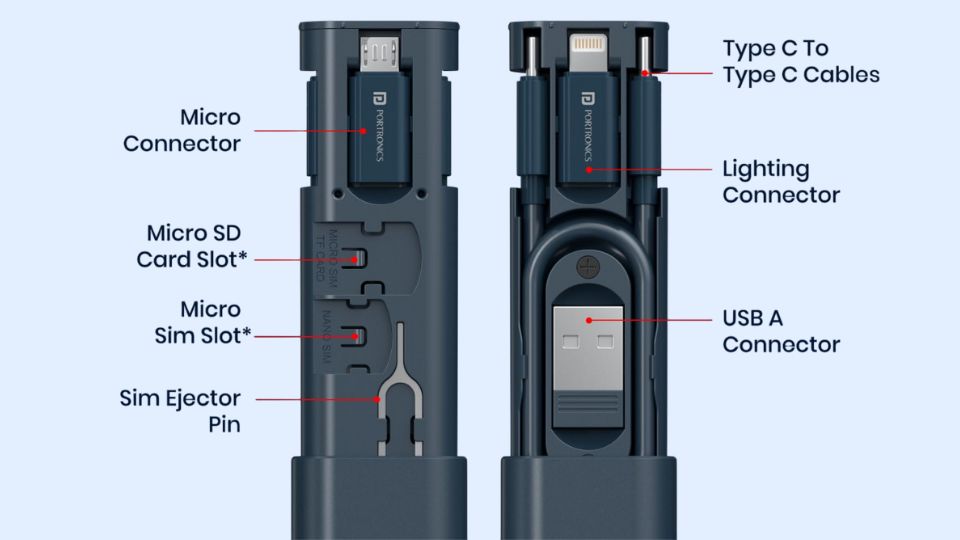 Portronics Snapcase 3 Multiple Connector Options