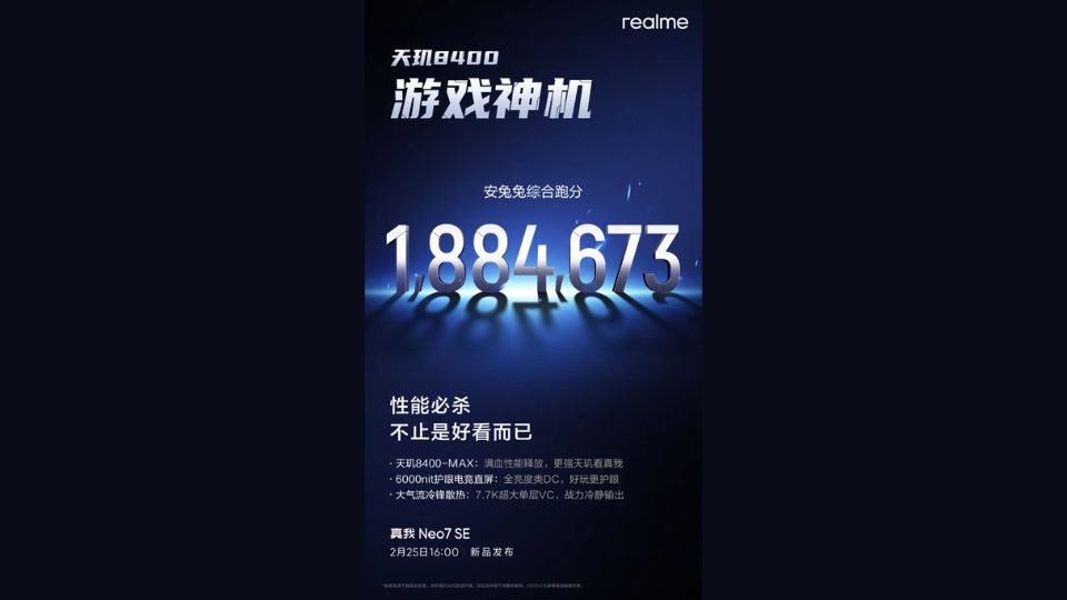 Realme Neo 7 SE Explosive AnTuTu Score