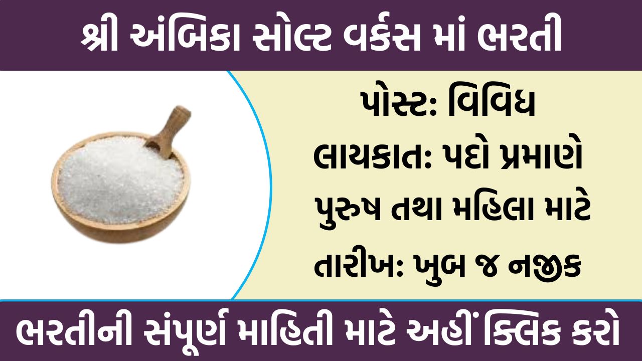 Shri Ambika Salt Works Recruitment